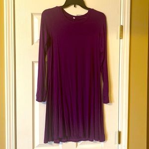 Long Sleeve Purple T-Shirt Dress